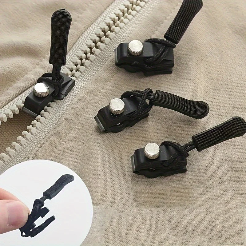 Set of 6 Universal Black Zipper Replacements, Detachable And Sturdy, Simple to Install Without The Need for Sewing.