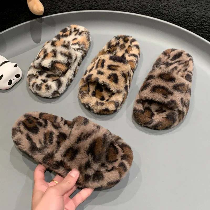 Children Fashion Slippers for Girls 2004 Winter New Korean Style Trendy Soft Bottom Anti-slippery Versatile Open-toe Plush Flats