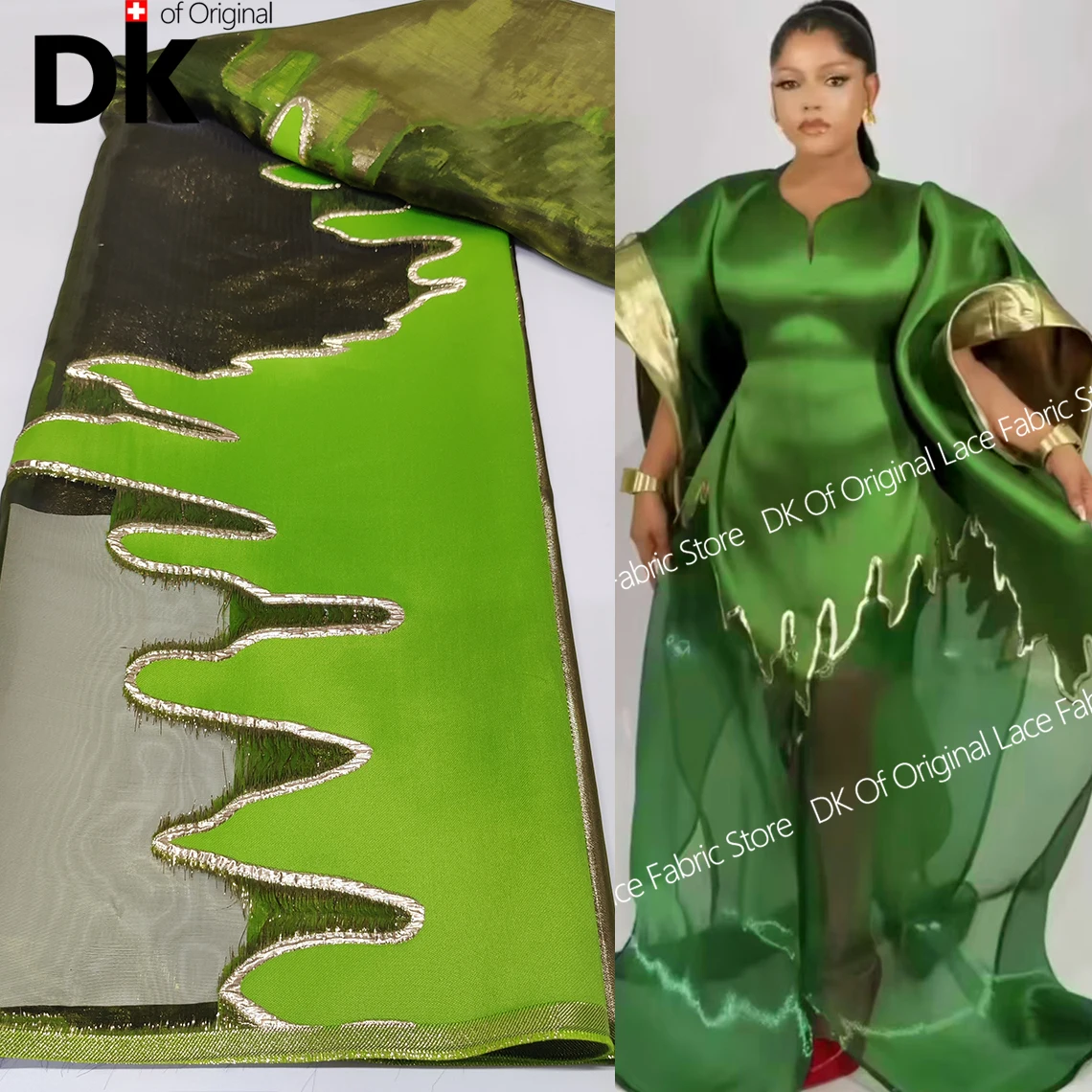 

Зеленая высококачественная африканская парчовая кружевная ткань для традиционного нигерийского женского свадебного платья Анкара, кружевной материал