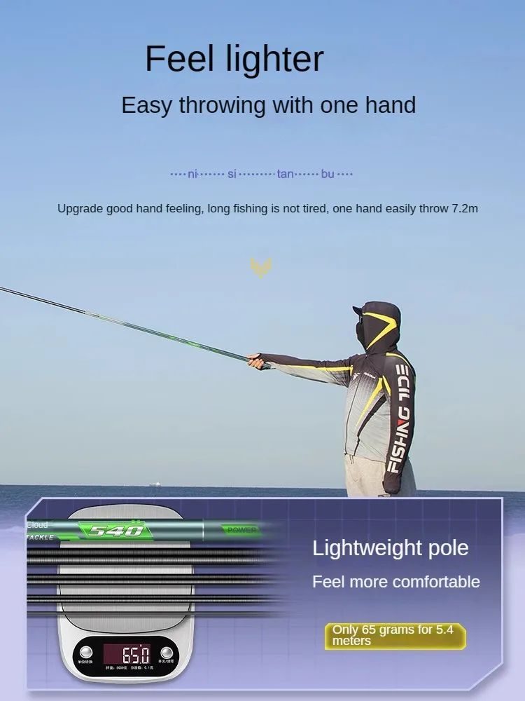 4H/5H/6H Superhard Fishing Rod Ultralight Power Hand Rod 3.6m-7.2m Traditional Long Section Fish Pole Pesca Fishing Accessories