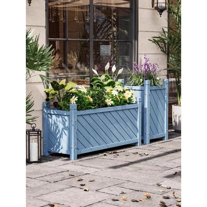 Caja especial para plantar vegetales al aire libre, caja de flores de madera con conservante extra grande, caja de plantación extra grande, maceta larga y grande r