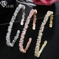 Fashion Design Luxury Brand Adjustable Cuff Bangles Trendy Copper Cubic Zirconia Bracelets for Women Party Birthday Jewelry Gift