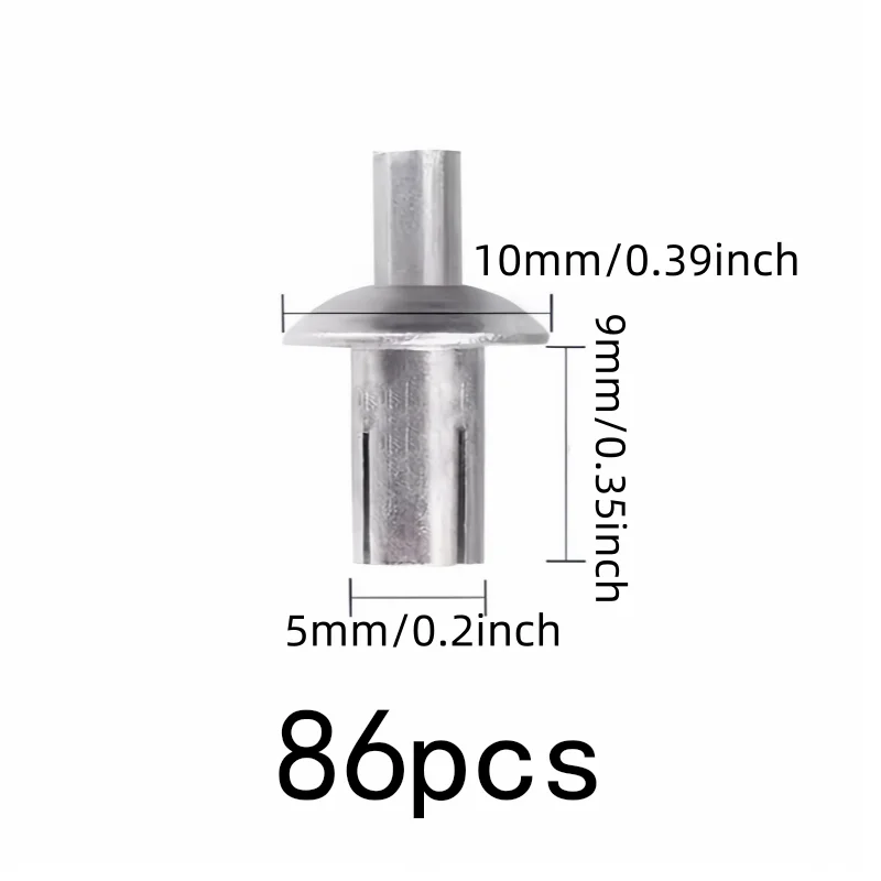 86 pcs 5*9mm Rust Resistant Metal Metal Drive Fasteners, great for Sheet Metal Joining, Hammer Strike Installation