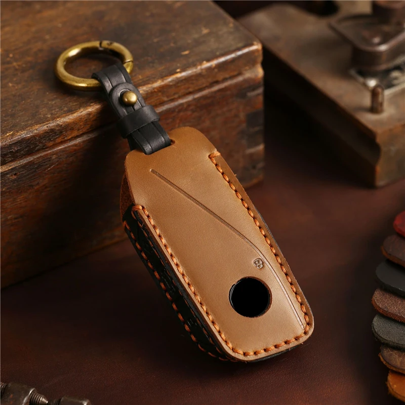 High Quality Leather Car Remote Key Cover Case Holder shell Bag For BMW New 530Li i5 iX1 X1 X5 840I 740Li iX i7 X6 X7 5 7 Series