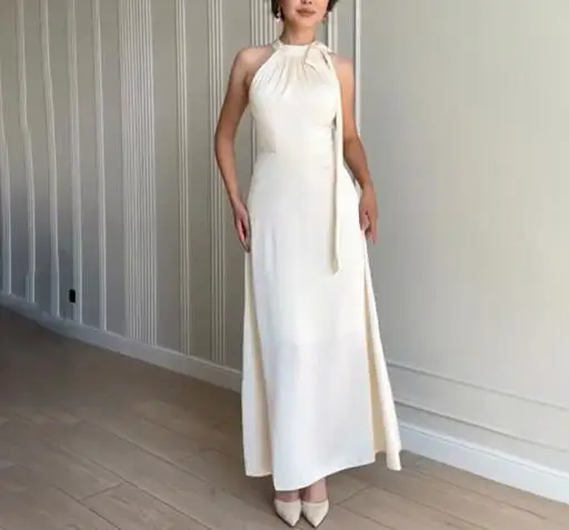 

Women's Dress 2025 Summer Latest Hot Selling Elegant Autumn New Solid Color Sleeveless Round Neck Zipper Bag Hip Style Dress