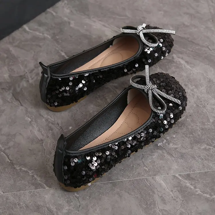 2026 Damen Glitzer-Ballerinas Lässige Gehschuhe Frühling Neu Runde Zehenkappe Schleife Modische Marken-Kleiderschuhe Zapatillas Mujer – Detail 6