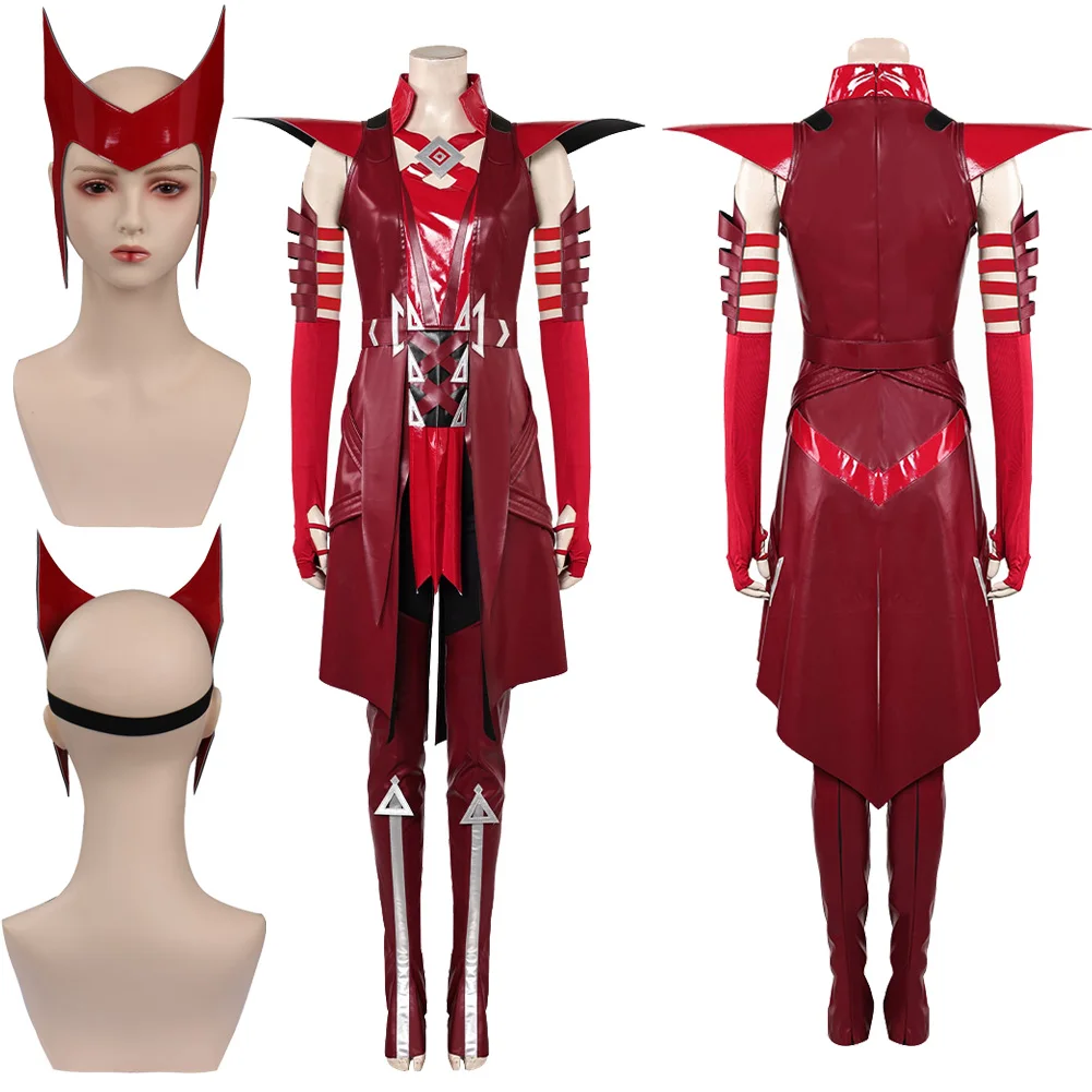 Scarlet Witch Cosplay Fantasy Mask Fighting Clothing Game Rival Female Superhero Costume Disguise Adult Women Fantasia Outfits