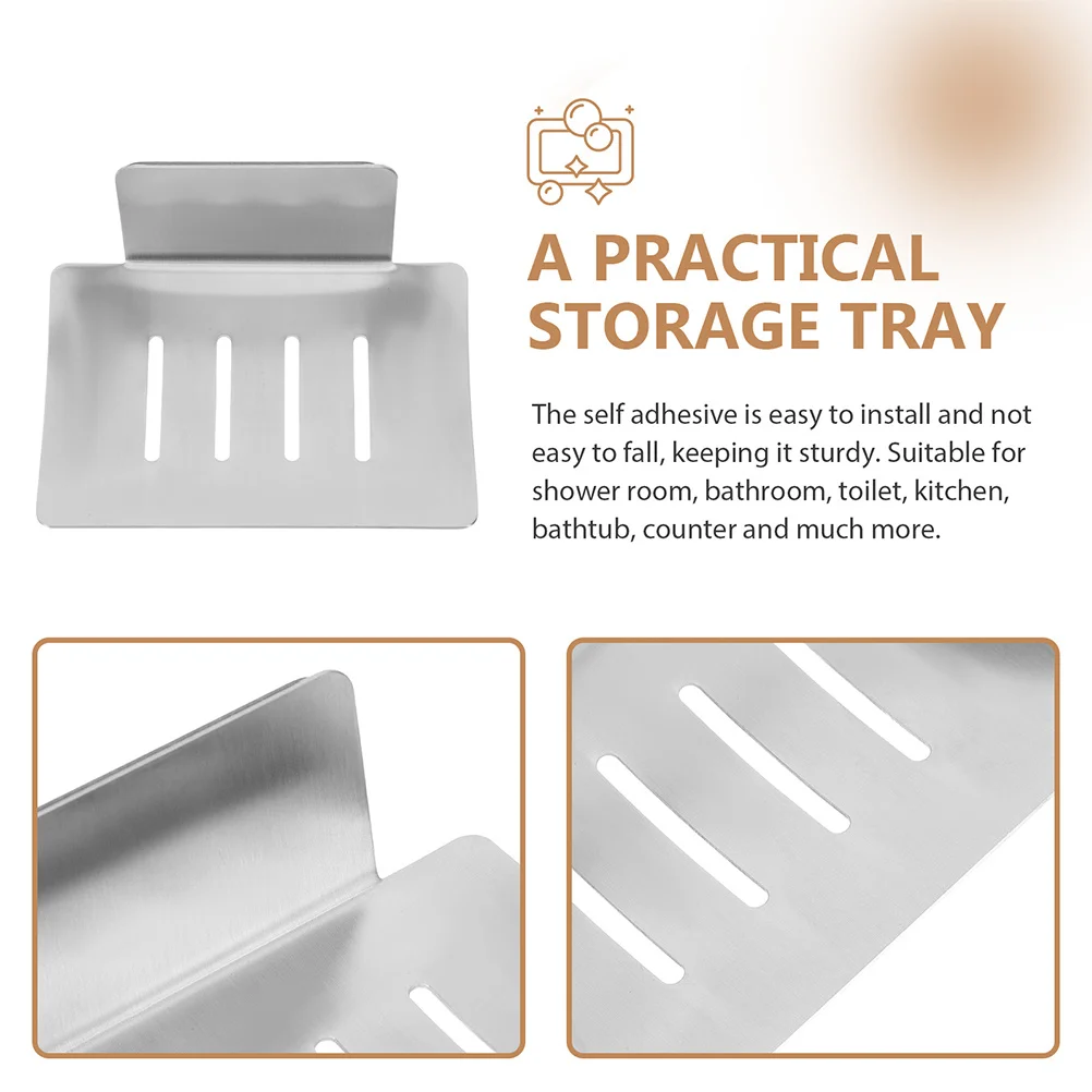 

Adhesive Soap Rack Stainless Steel Longtime Use Rustproof Waterproof Soap Stand for Bathroom Kitchen Shower Bathtub Countertop