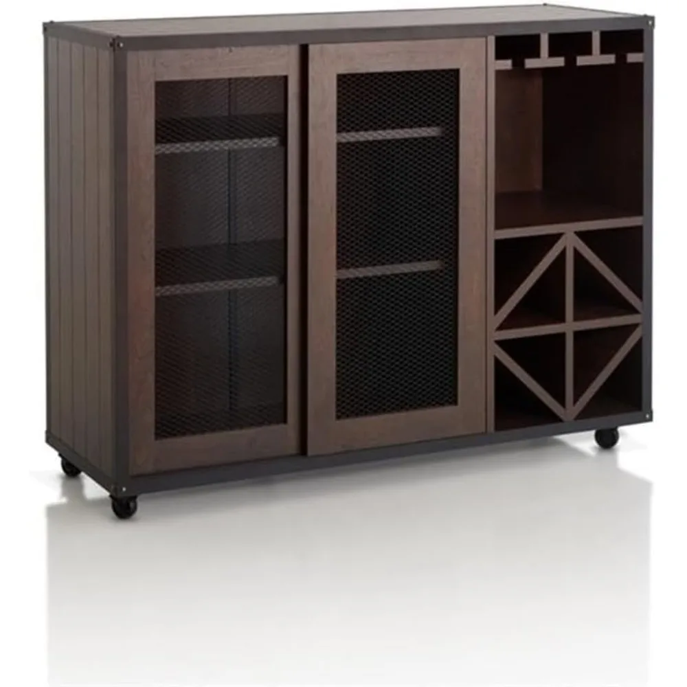 Prasmanan Rak Anggur dengan Kastor dalam Warna Walnut