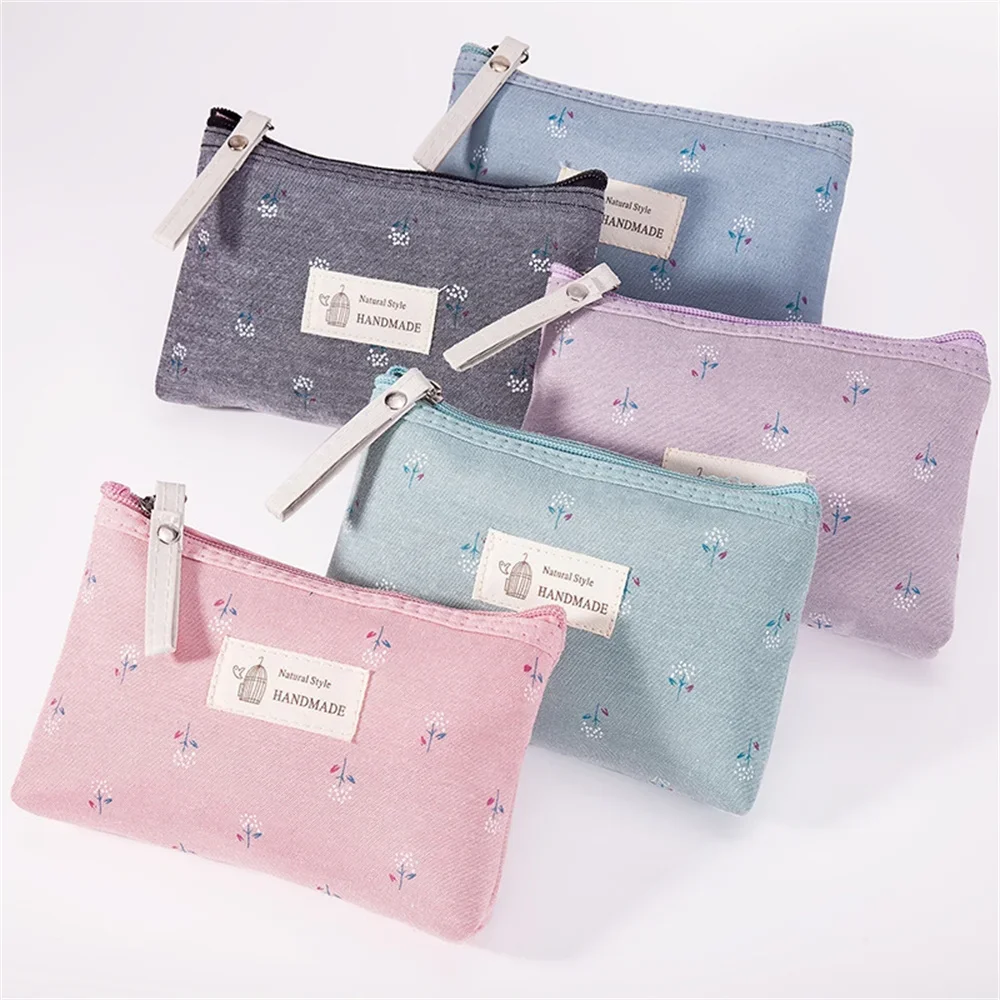 

Flower Print Canvas Women Makeup Bag Toiletries Organize Zipper Travel Wash Pouch Cosmetic Bag Female Make Up Bag