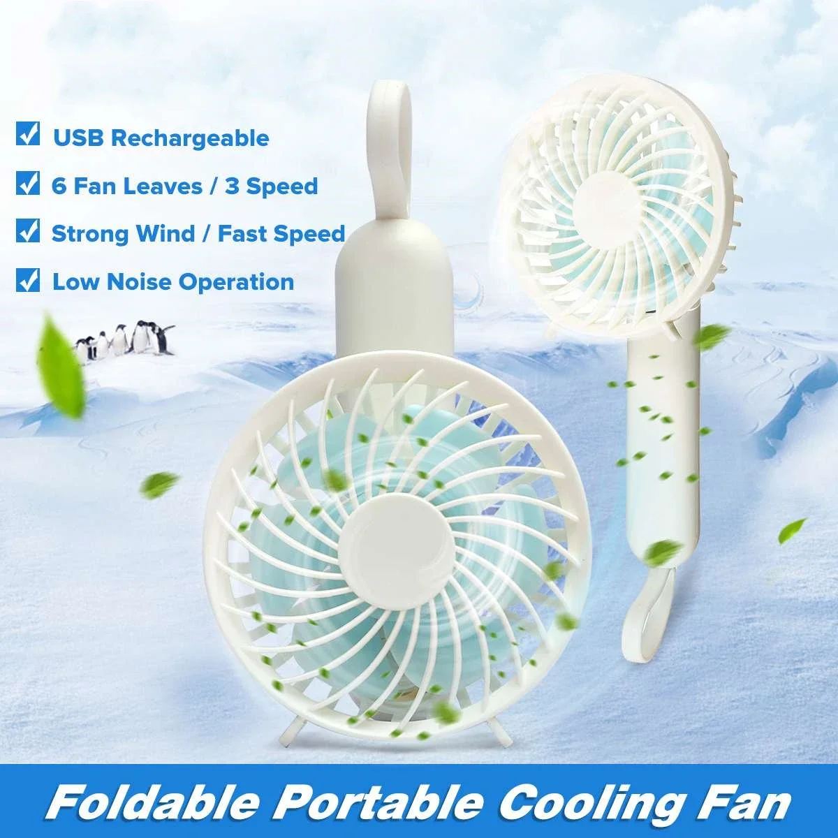 Mini Handheld Fan 3 Speed Adjustable USB Charging Personal Desk Fans Rechargeable Portable Office Outdoor Travel Summer Cooler