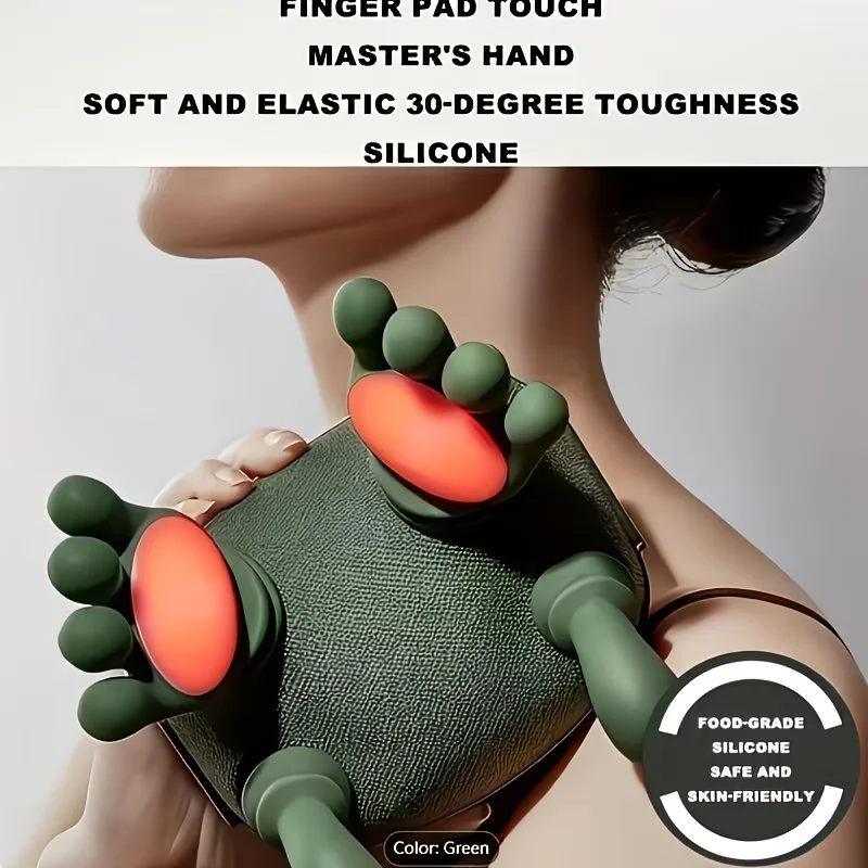 

USB Rechargeable Deep Tissue Massager, 8-Claw - Portable Finger Press Massager Suitable for Neck, Back, Shoulders, and Legs - Pe