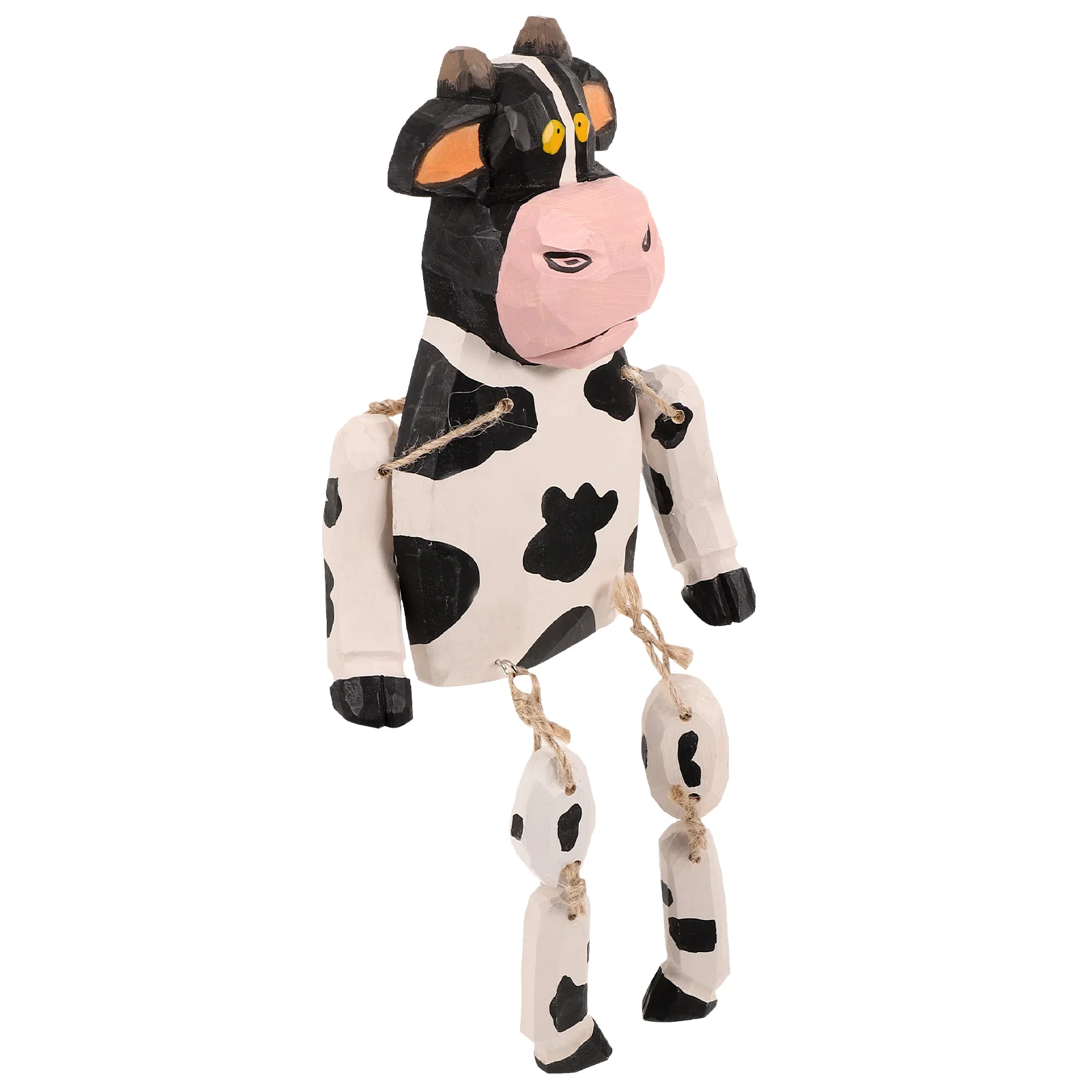 Cute Ornaments Cow Figurine Wooden Animals Dairy Figurines Toys Lawn Landscape Statue Small Dining Table Models