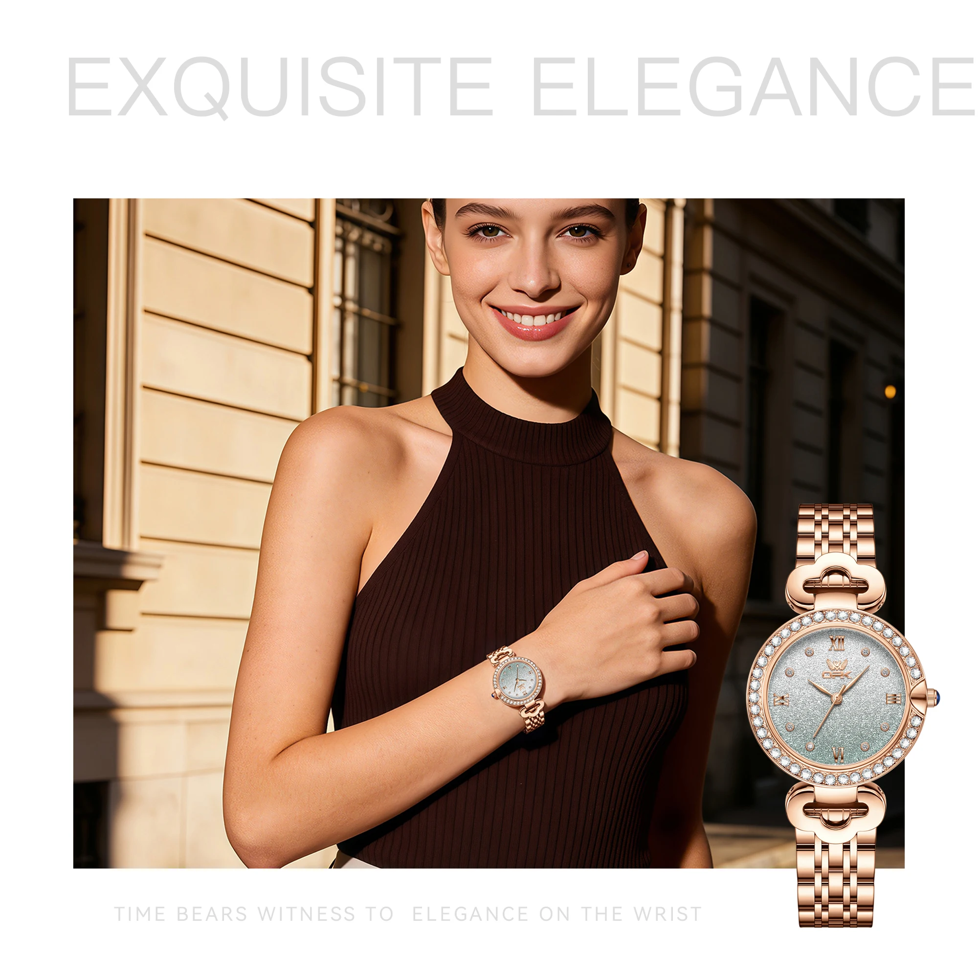 OPK 6094 New Original Quartz Watch for Women Waterproof Diamond Bezel Elegant Luxury Ladies Dress Wristwatch