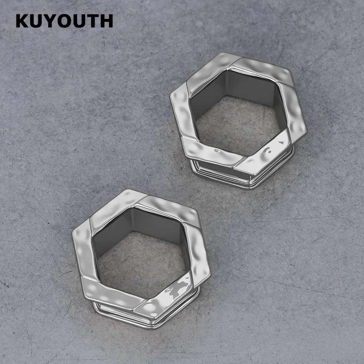 KUYOUTH Hexagon Ear Tunnel Trendy Gauge Stretcher Copper Durable Punk Body Piercing Expander Plug Jewelry