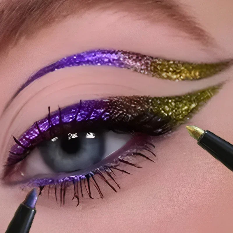 Waterproof Shiny Green Purple Eyeliner Pen Long Lasting Glitter Eye Shadow Lying Silkworm Pen Women Eyes Makeup Beauty Cosmetics