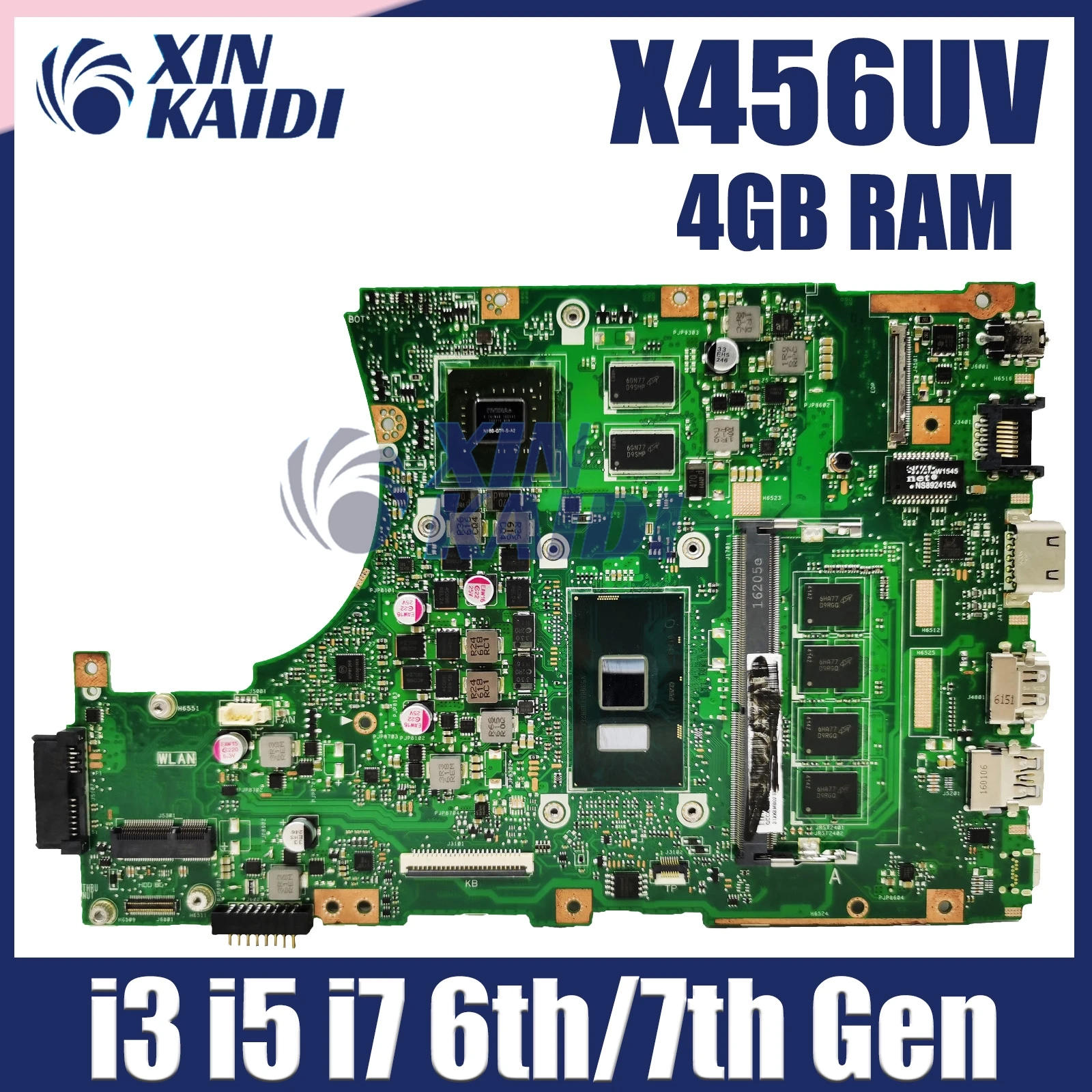 

X456UV MAINboard For ASUS X456UF X456UJ X456UQ X456UB A456U X456URK X456 Laptop Moainrboard DDR4 4GB I3 I5 I7 CPU 100% Test