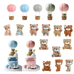 New Hot Air Balloon Cake Decoration Pink Blue Bear Cake Topper for Boy Girl Baby Shower Kids Happy Birthday Party Supplies Gifts