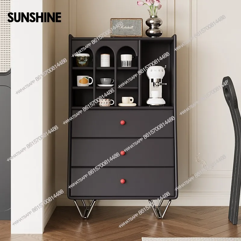 Light luxury solid wood living room small vertical cabinet storage cabinet room bedside table replacement rack