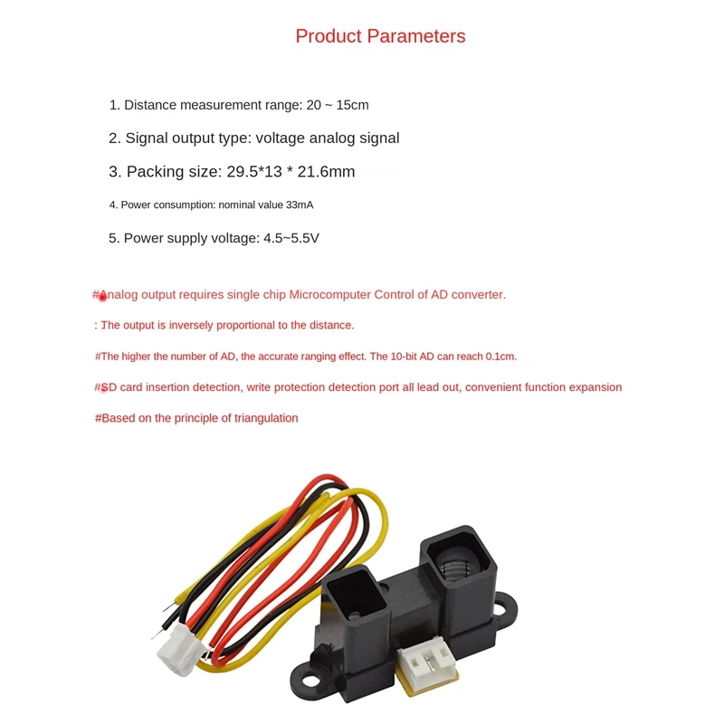 GP2Y0A02YK0F High Quality Infrared Range Detection Module Laser-Range Sensor Module