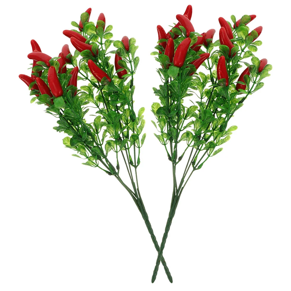 Artificial Pepper Bouquet Plastic Red Pepper Plant Fake Chili Bouquet Simulation Fruits Pepper Bunch Home Office Desk Table