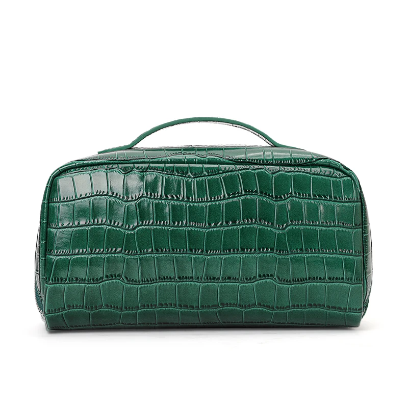 Aidrani Crocodile Pattern Genuine Leather Large-Capacity Portable Makeup Bag Storage Bag Practical Handbag Travel Toiletry Bag