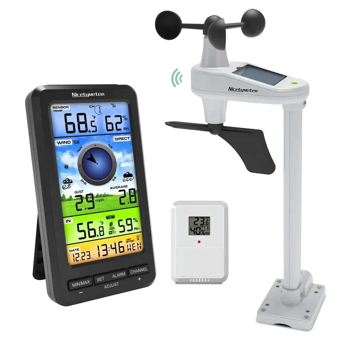 Wireless WiFi Weather Station Wind Speed Wind Direction 0214W Indoor Temperature and Humidity 24-hour Weather Forecast