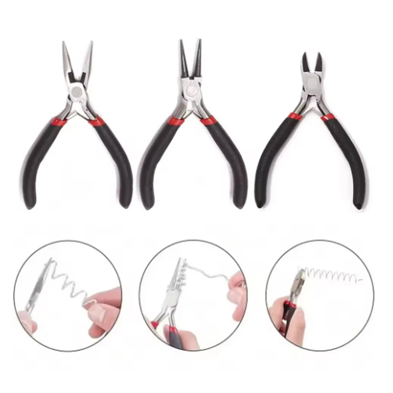 Jewelry Tools - Needle-nose Pliers Round-nose Pliers Wire-cutting Pliers DIY Handmade Jewelry Pliers Set