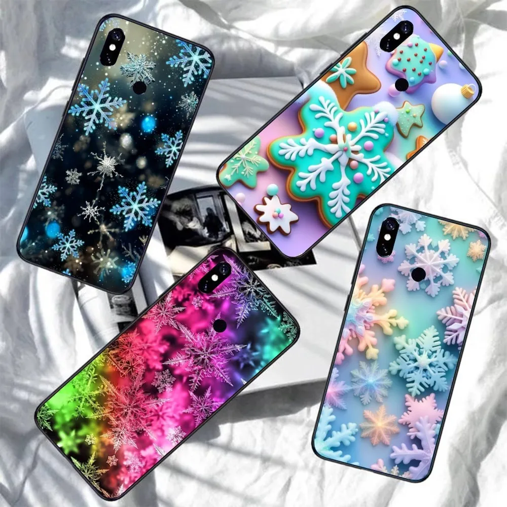 Snowflake Pretty Mobile Cell Phone Case for Xiaomi Redmi Note 12 11 10 9T 8 7 Pro 9 9A 9C 8 Black Soft Phone Cover Funda