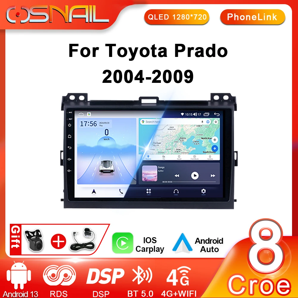 

Для Toyota Land Cruiser Prado 120 2004 - 2009 Мультимедиа Android 13 сенсорный экран стерео Автомагнитола навигация GPS 2 Din Авторадио