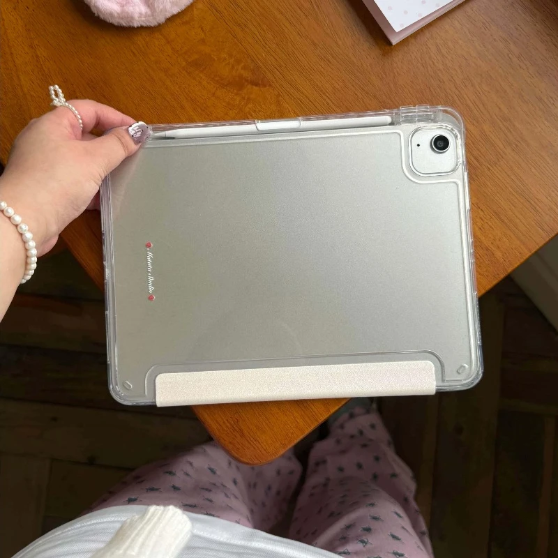 Strawberry Bow 3+Y Fold Crystal Clear Case for Samsung Tab S7 S8 S9 11 A9 A11 8.7