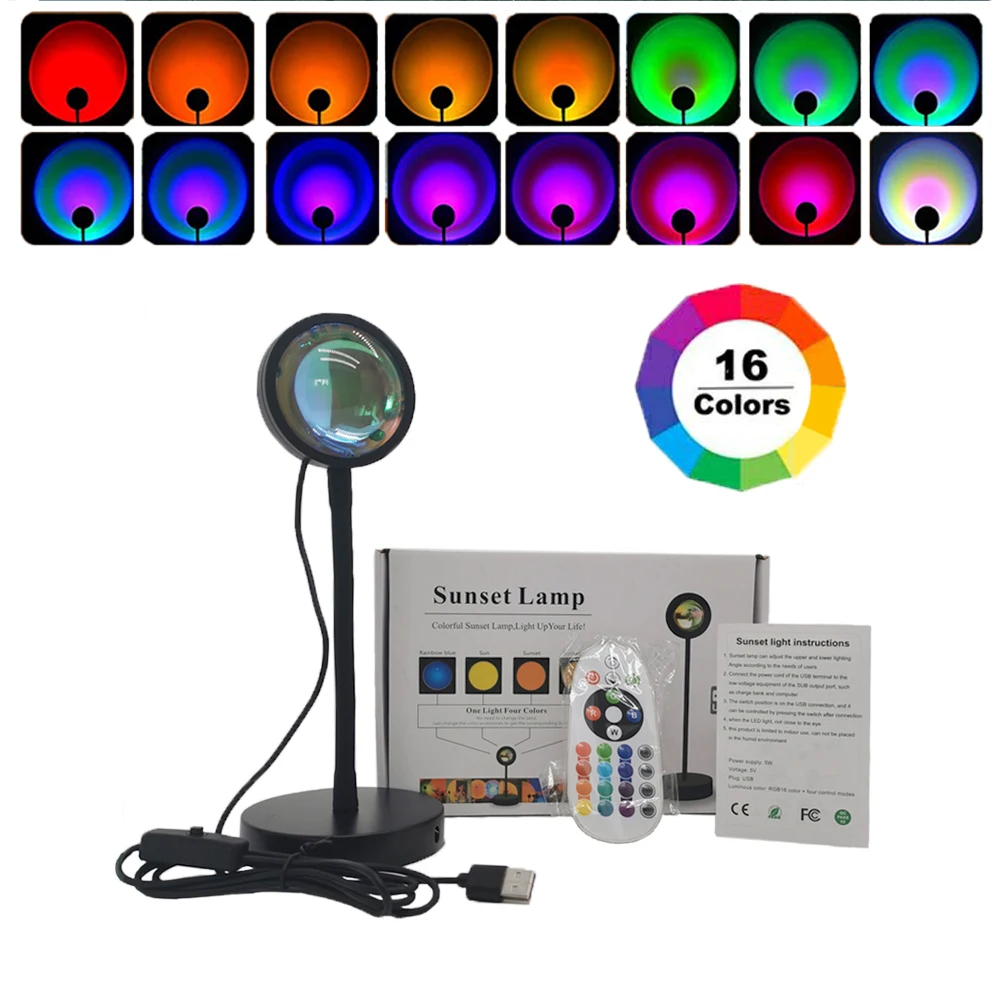 Sunset Rainbow Lamp Projector Bluetooth APP RGB Remote Control Light Atmosphere Led Desk Lamp for Home Bedroom Wall Decoration