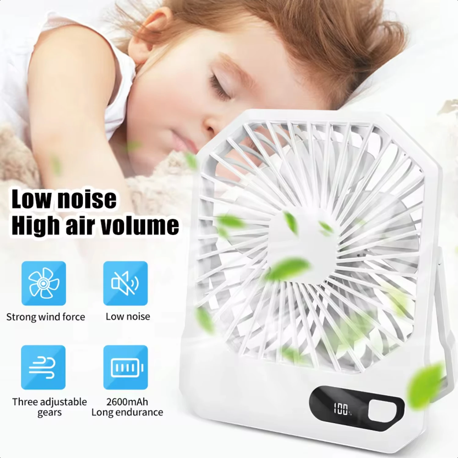 Portable Mini Fan Air Conditioners USB Rechargeable  Fan Desk Table Office Cooling Fan  Low noise High Air Volume