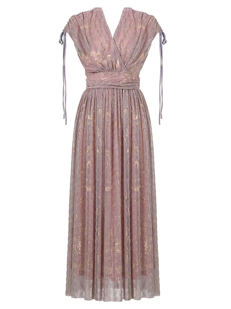 Französisch Elegante Helle Seide Abendkleid Frauen Kleidung Süße Sexy Falten Backless Plissee Robe Weibliche Party Dance Vestidos Fiesta