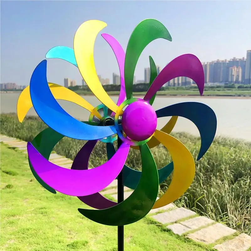 

Wind Sculptures & Spinners Colorful Wind Sculpture Yard Art Easy To Assemble Metal Wind Spinners Kinetic Rainbow Spinner Wind