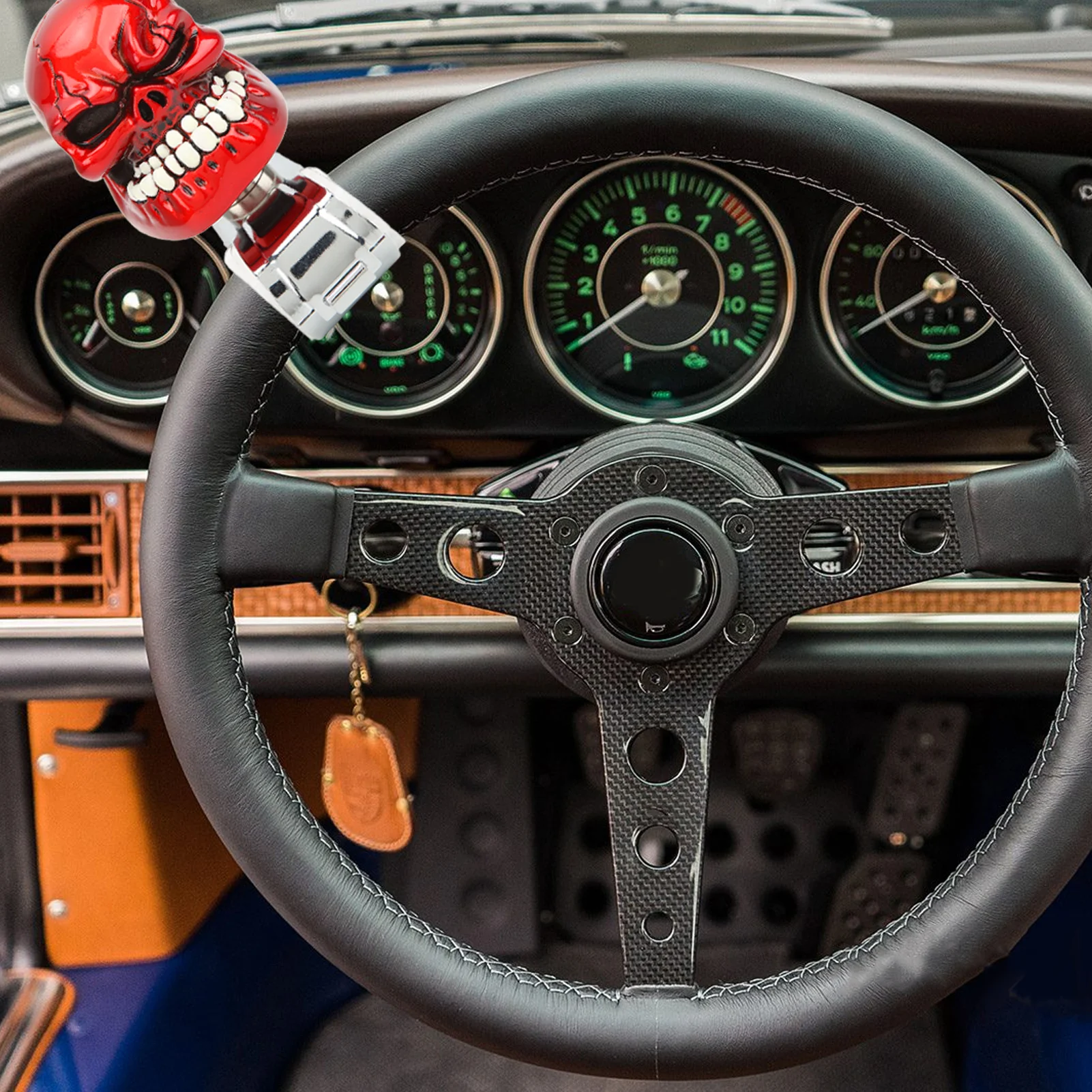 Skull Steering Wheel Knob Spinner Suicide Power Handle for Cars Trucks Tractors Boats Steering Wheel Skull Steering Wheel Knob view 4