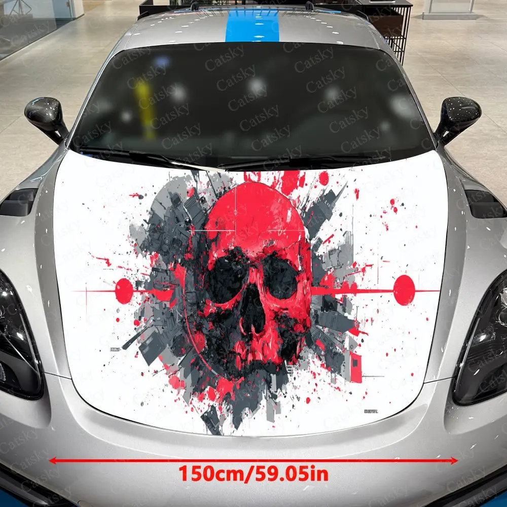 Abstract Splatter Skull Car hood stickers, decorative pattern car stickers, car self-adhesive scratch resistant stickers Auto Ac