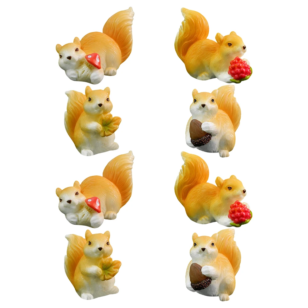

8Pcs Miniature Animal Sculptures Resin Squirrel Garden Statues Cute DIY Fairy Garden Outdoor Landscape Lawn Decorations