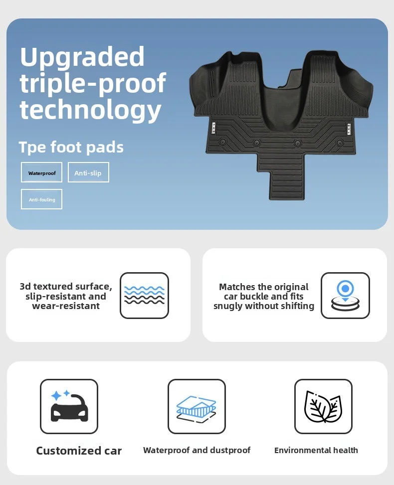 TPE Floor Mats Compatible with For Volkswagen Caravelle Multivan 2014-2019 LHD Waterproof Surround Threshold Accessories