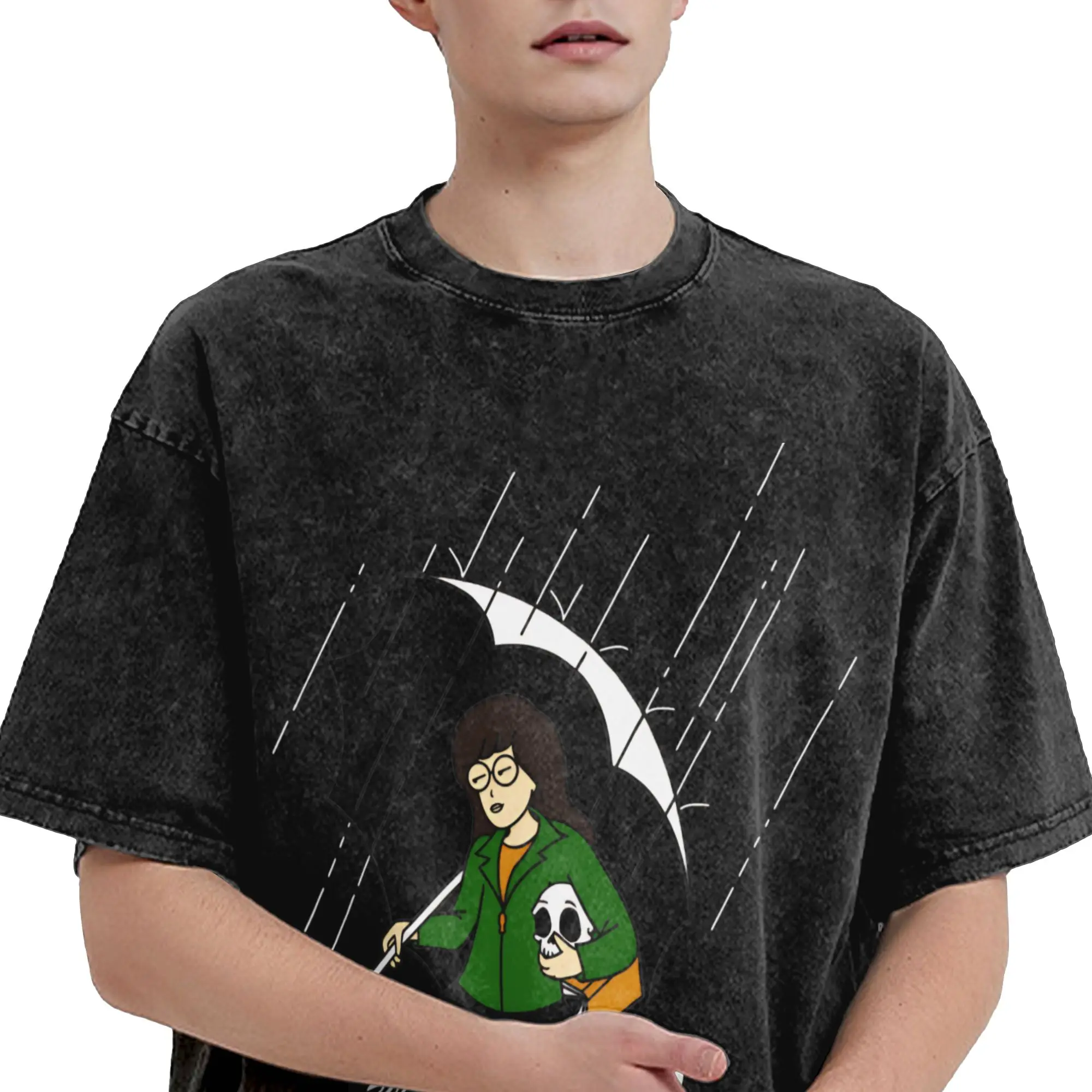 داريا تي شيرت الصيف Y2K ريترو تي شيرت القطن Harajuku التي شيرت للرجال قصيرة الأكمام طباعة تي شيرت