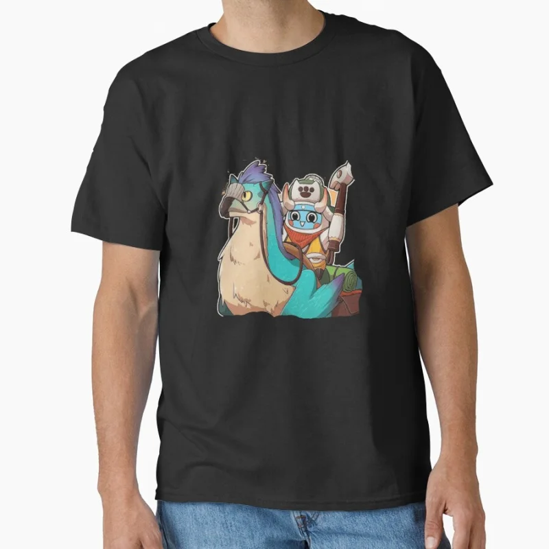 

character fanart inspire of Monster Hunter Wilds Video games printed T Shirt for men 100% cotton large size Adult tops S-6XL