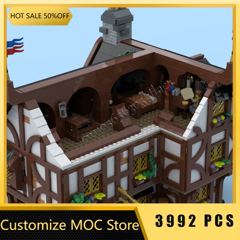3992 قطعة MOC القرون الوسطى رائعة نزل وحدات نموذج اللبنات مجموعات التعليم الجمعية الطوب لعبة الأطفال مهرجان الهدايا #5