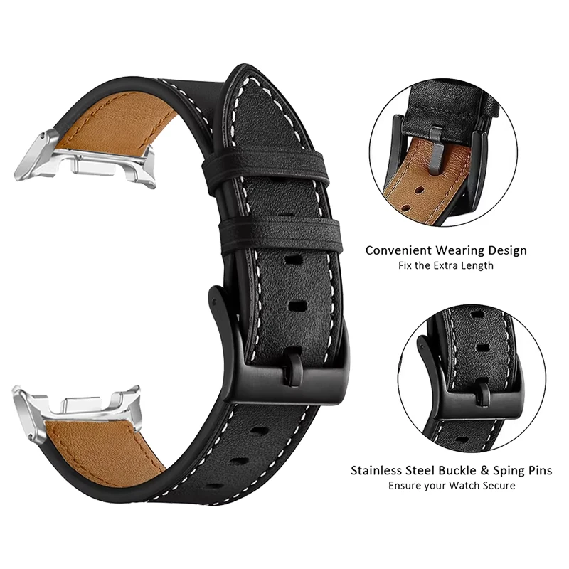 حزام جلدي لساعة سامسونج جالاكسي 8 44 ملم 40 ملم/8 كلاسيكي 46 ملم حزام معصم لساعة سامسونج جالاكسي 7 8 الترا 2025 47 ملم