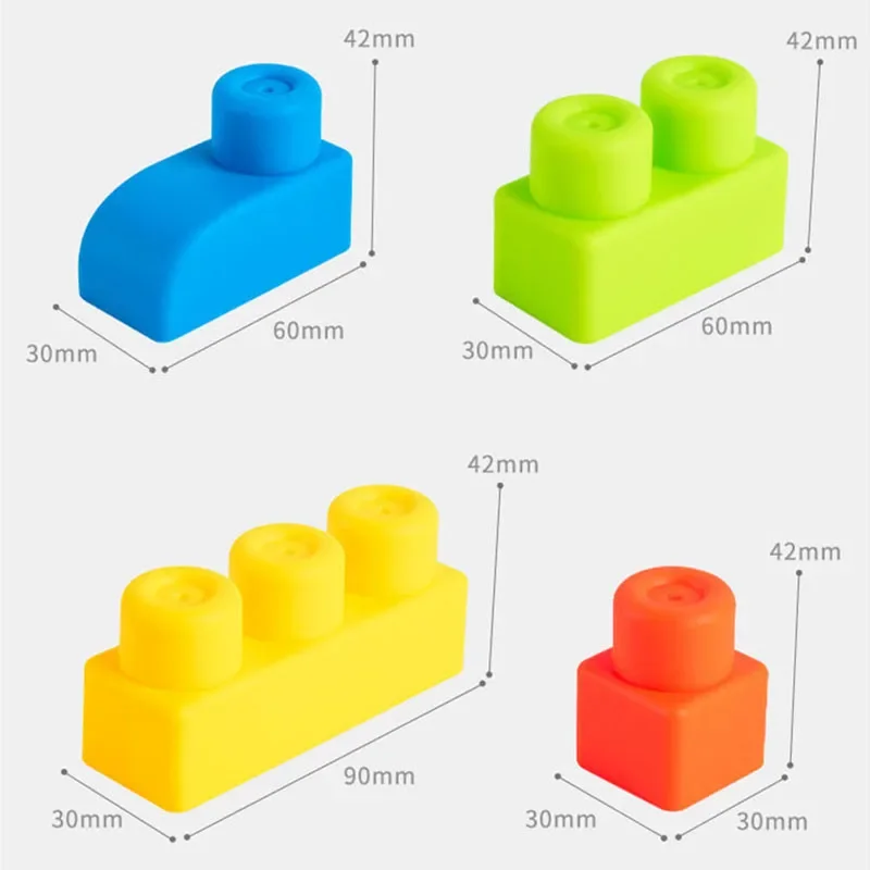 DIY Baby Soft Rubber Big Particle Bricks Model Toys DIY Building Blocks Early Educational Toy Safe and Non-toxic for Children