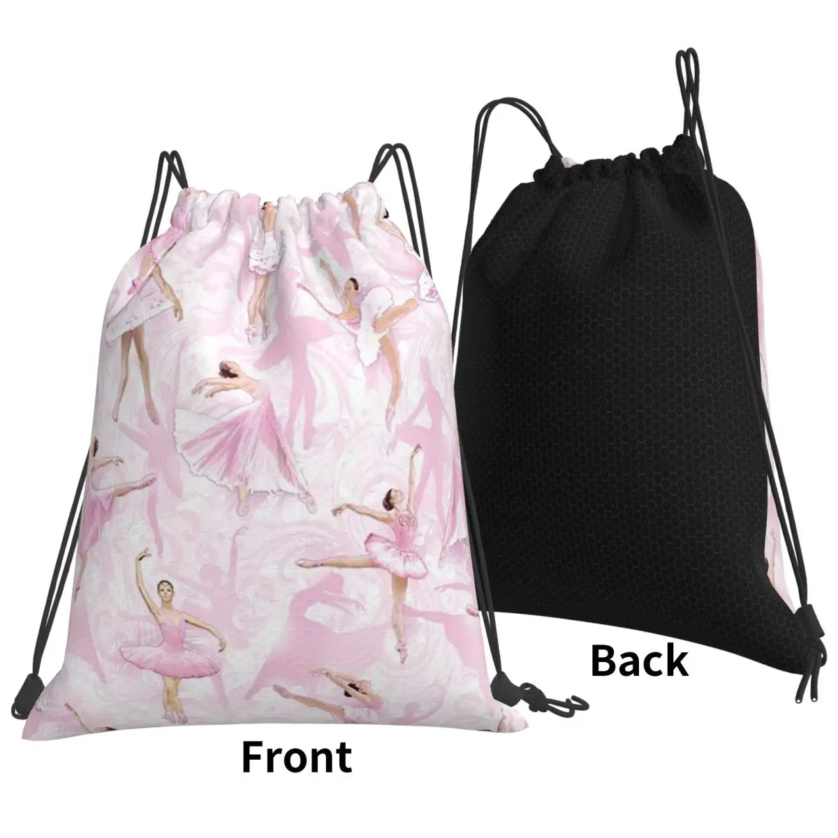Ballet Dance Makes Me Free Ballerina Dancer Backpacks Casual Drawstring Bags Sports Bag Book Bags for Travel School