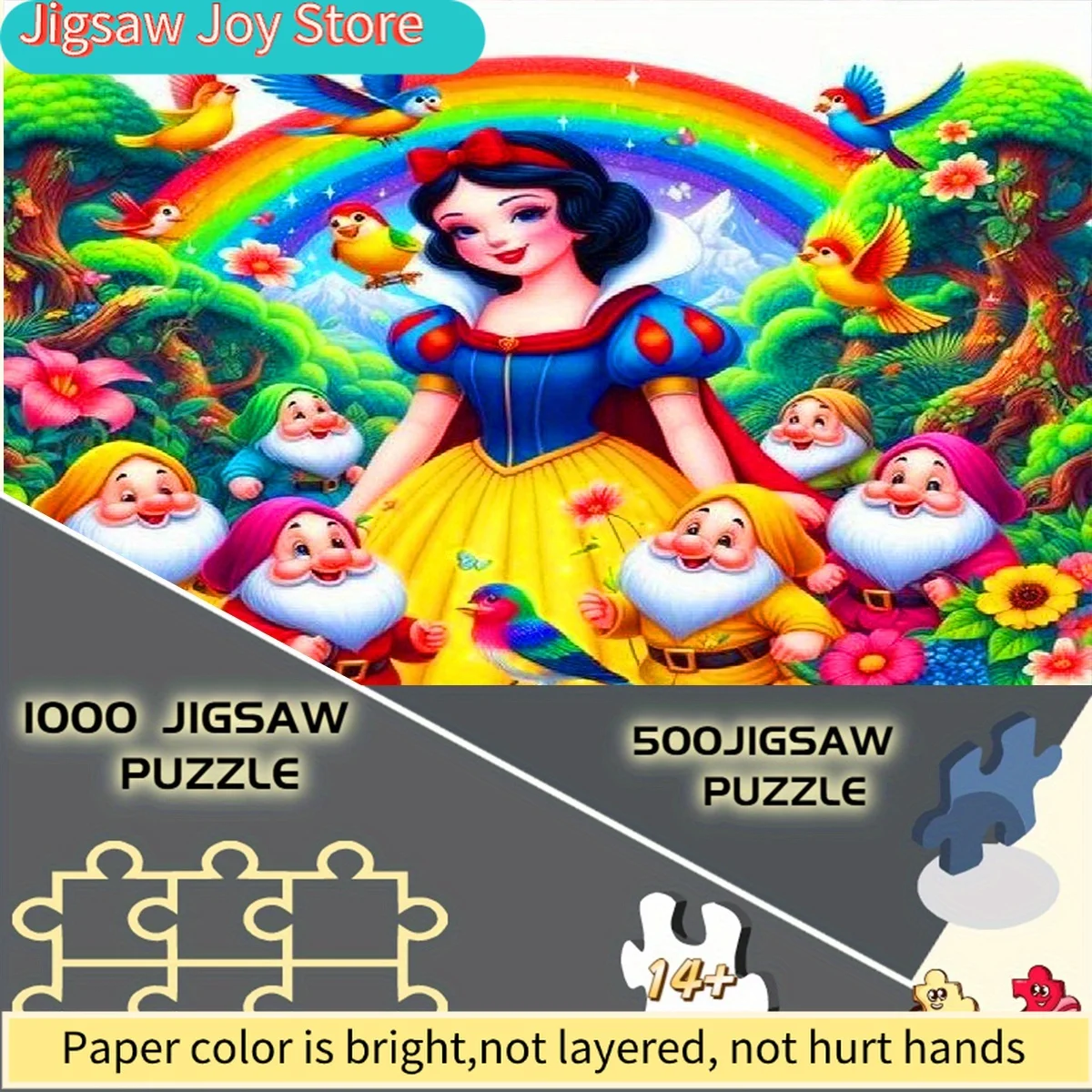 

500/1000 деталей, головоломка-конструктор, бумажный пазл, Белоснежка, Семь гномов, Радуга, Птицы и Цветы, подходят для (домашнего декора)