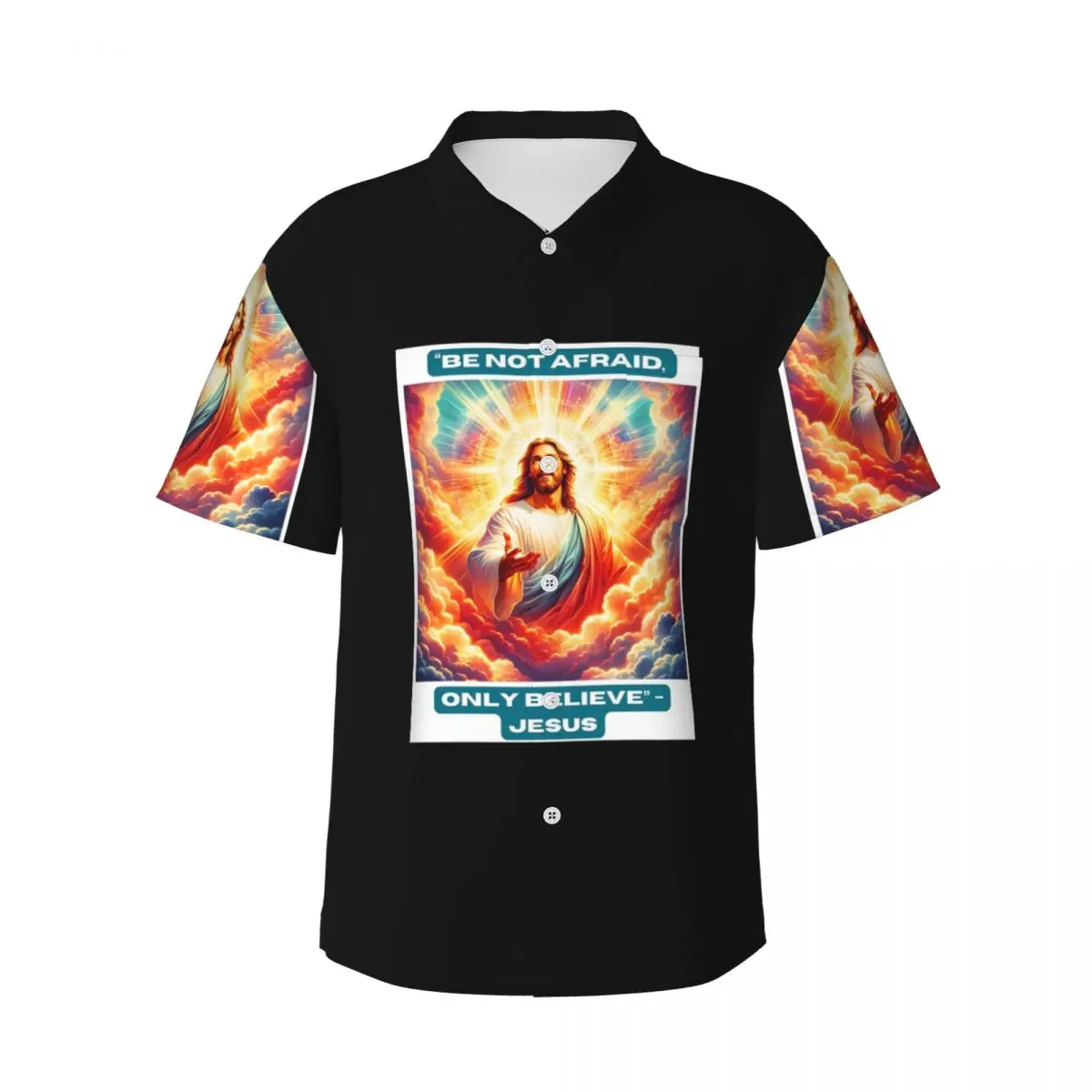 

Jesus Biblical Men's Shirts Hawaiian Short Sleeve Shirt Casual Button Tops for Summer Beach