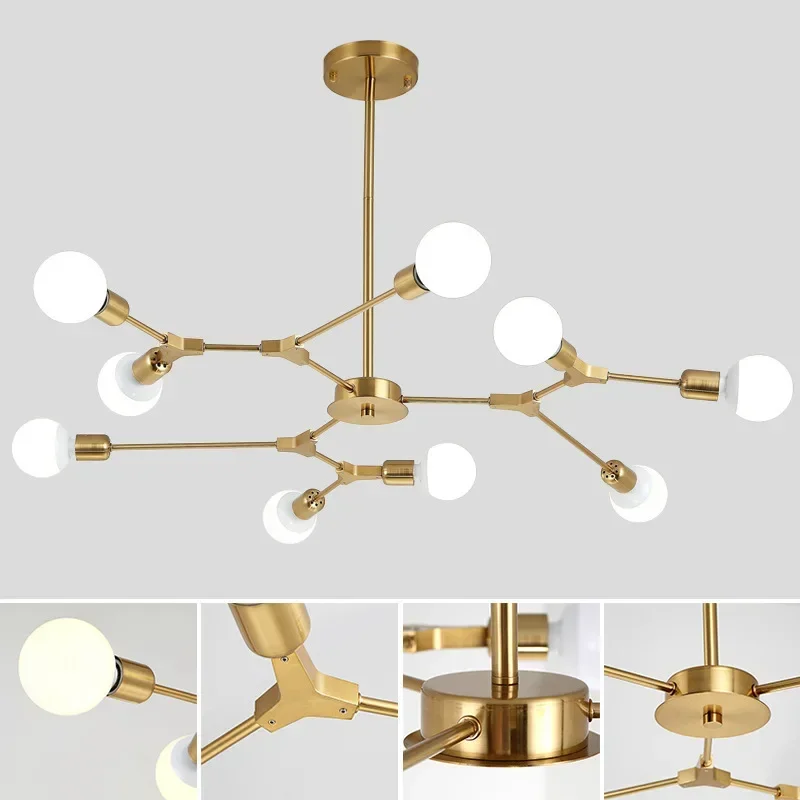 Modern Sputnik LED Ceiling Chandelier Satellite Hanging Pendant Lamp Lustre Light Fixtur Spider Home Living Dining Room Decor