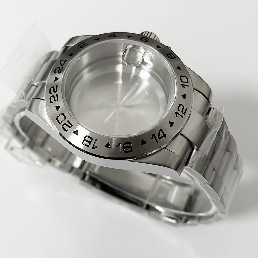 39mm EXP 24 Hours Fixed Bezel NH34 NH35 NH36 NH38 Sapphire Glass Watch Case Solid Bracelet Stainless Steel ETA2824 PT5000 Case