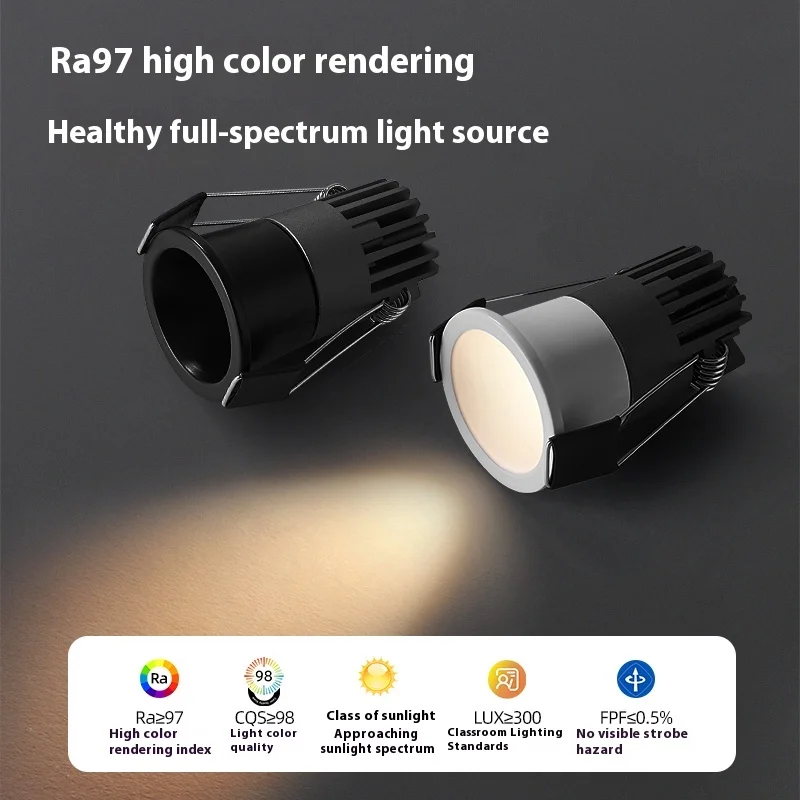 Lampu Sorot LED Mini Lubang Kecil 1W2W3W4W5W Anti Silau Dalam Ruangan Berbahan Aluminium Berkualitas Tinggi dengan Kecerahan Tinggi